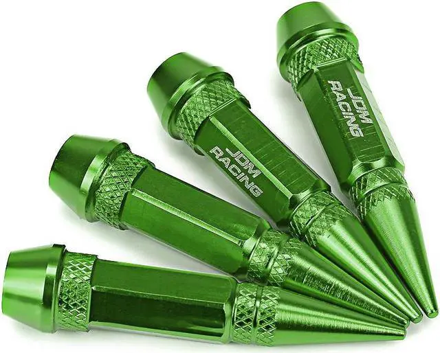 Alt view image 5 of 5 - DNA Motoring VCAP-ZTL-9006-GN 60mm Anodized Aluminum Spike Style Green Tire Valve Stem Caps (Pack of 4)