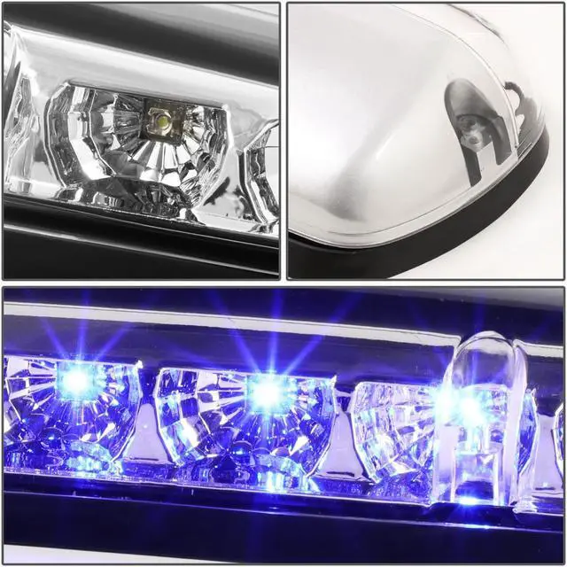 Alt view image 3 of 5 - DNA Motoring CBL-CSIL02-CH-B For 2002 to 2006 Chevy Silverado / GMC Sierra GMT800 LED Cab Roof Center Light + Pair Side Lamps (Chrome Housing Blue LED) 04 05