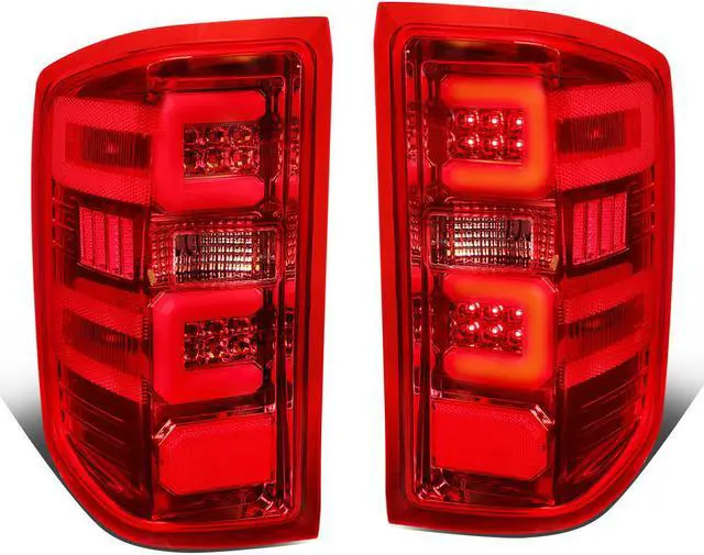 Main image of DNA Motoring TL-CSIL15-LED-RD3D-CH-RD For 2014-2019 Chevy Silverado / GMC Sierra 1500 2500 3500 HD Red 3D LED Light Bar Tail Lights ( Chrome Housing Red lens )