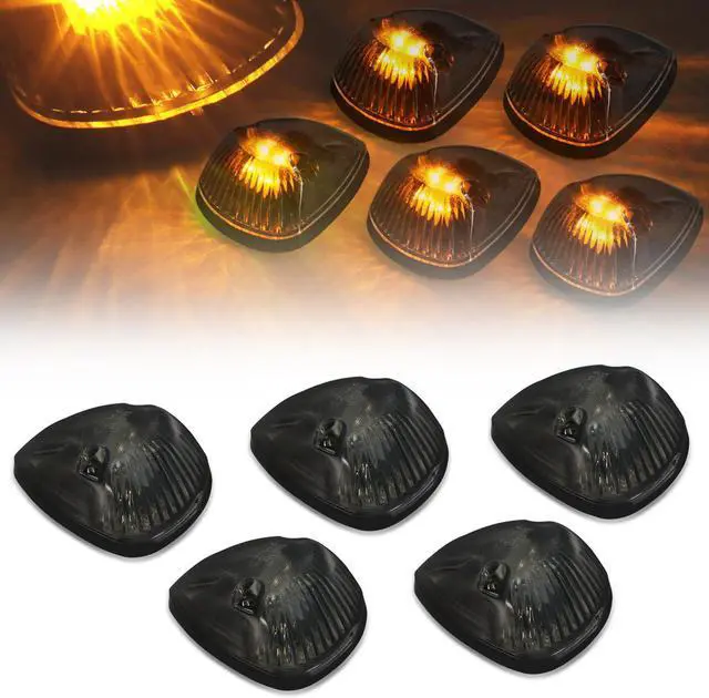 Main image of DNA Motoring CBL-DR94-SM-Y For 1994 to 1998 Dodge Ram 1500 2500 3500 BR 5 X LED Cab Roof Top Lights (Smoked Housing Yellow LED) 95 96 97