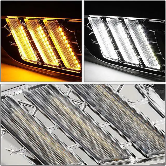 Alt view image 2 of 6 - DNA Motoring FL-FF16-CH-W For 2015 to 2017 Ford Focus LED DRL Fog Lights + Build-in Turn Signal + Wiring Harness + Chrome Bezel Clear Lens 16