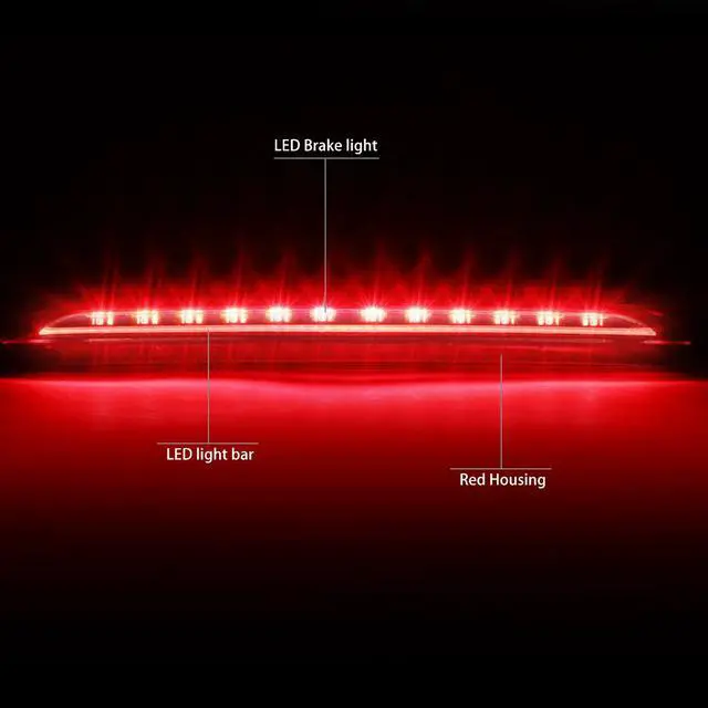 Alt view image 2 of 7 - DNA Motoring 3BL-CX5-RD-CH For 2013 to 2016 Mazda CX5 Rear Center Full LED+Light Bar 3rd Third Tail Brake Lamp Red Housing 14 15