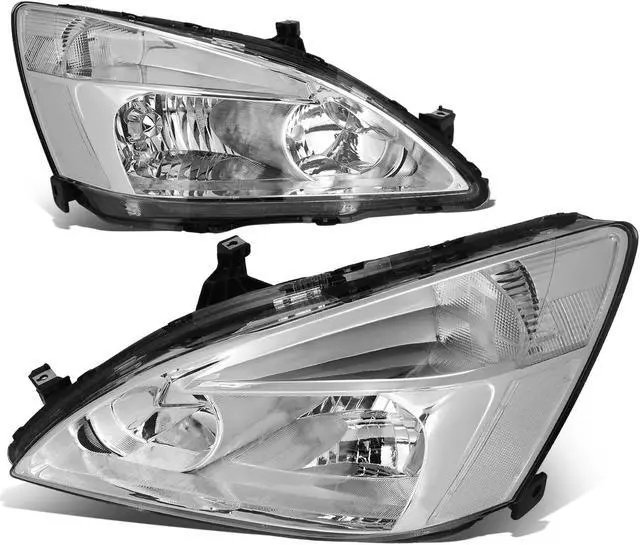 Main image of DNA Motoring HL-OH-HA03-CH-CL1 For 2003 to 2007 Honda Accord Replacement Headlight Chrome Housing Clear Corner Headlamp 04 05 06 Left + Right