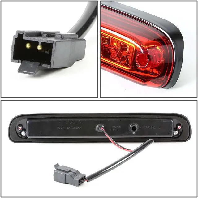 Alt view image 4 of 6 - For 1993 to 2016 Ford Super Duty Ranger Mazda B-Series LED 3rd Third Tail Brake Light Rear Stop Lamp Red Housing 94 95 96 97 98 99 00 11 12 13 14 15