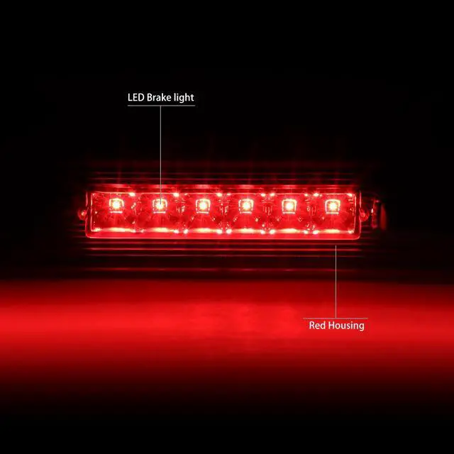 Alt view image 2 of 5 - DNA Motoring 3BL-JLIR08-LED-RD For 2008 to 2012 Jeep Liberty KK Hight Mount LED 3rd Third Tail Brake Light Rear Stop Lamp Red Housing 09 10 11