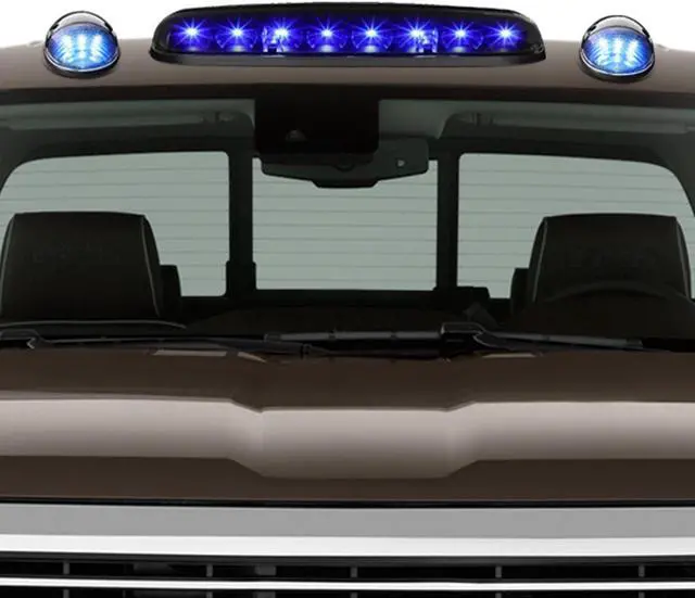 Alt view image 5 of 5 - DNA Motoring CBL-CSIL02-BK-B For 2002 to 2006 Chevy Silverado / GMC Sierra GMT800 LED Cab Roof Center Light + Pair Side Lamps (Black Housing Blue LED) 04 05