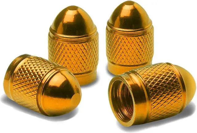 Alt view image 2 of 4 - DNA Motoring VCAP-RT-108-GD Alloy Coated Thread Aluminum Gold Chrome Tire Valve Stem Caps (Pack of 4)