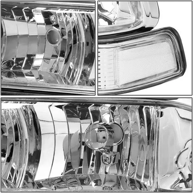 Alt view image 3 of 9 - DNA Motoring HL-OH-S10984P-CH-CL1 For 1998 to 2004 Chevy S10/Blazer GMT 325/330 Chrome Housing Headlight+Clear Corner Lamps 99 00 01 02 03 Left + Right