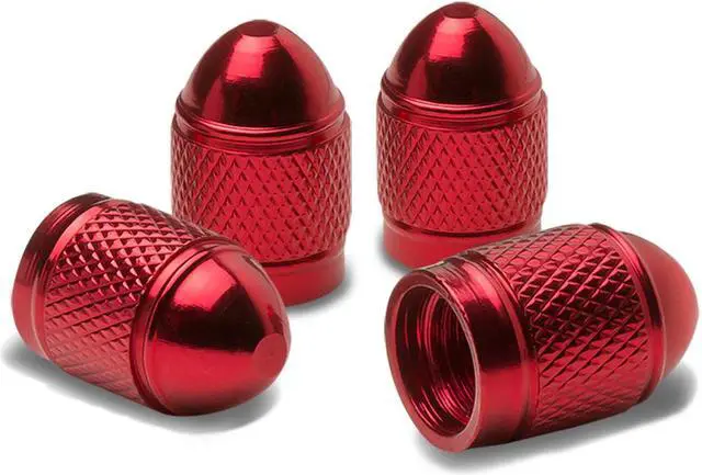 Alt view image 2 of 4 - DNA Motoring VCAP-RT-108-RD Alloy Coated Thread Aluminum Red Chrome Tire Valve Stem Caps (Pack of 4)