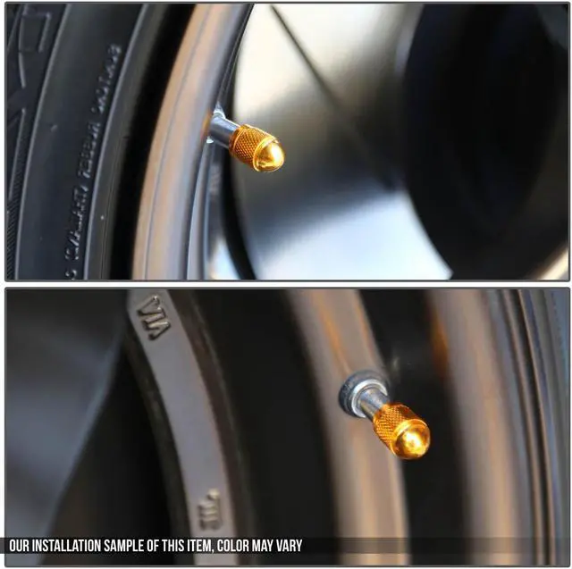 Alt view image 3 of 4 - DNA Motoring VCAP-RT-108-GD Alloy Coated Thread Aluminum Gold Chrome Tire Valve Stem Caps (Pack of 4)
