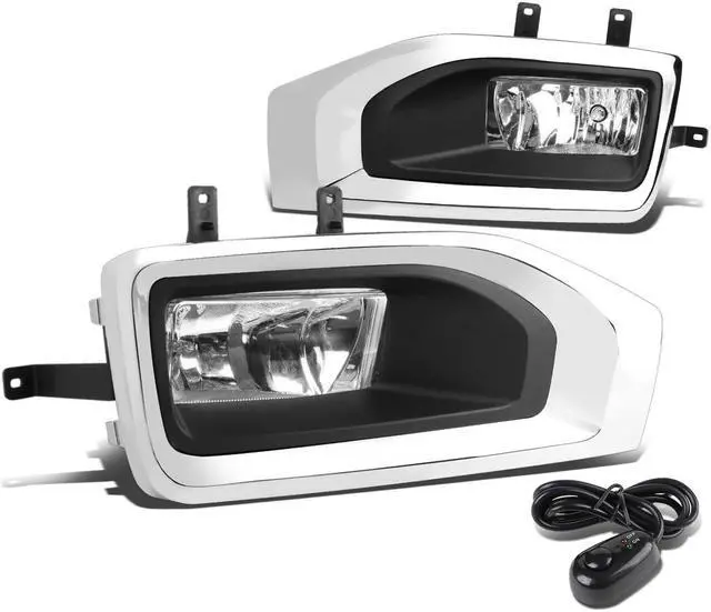Main image of DNA Motoring FL-ZTL-236-CH For 2015 to 2018 GMC Yukon/XL Pair Bumper Driving Fog Light Lamp+Bezel+Switch Clear Lens 16 17