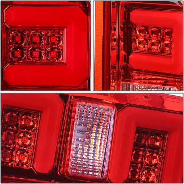 Alt view image 4 of 7 - DNA Motoring TL-CSIL15-LED-RD3D-CH-RD For 2014-2019 Chevy Silverado / GMC Sierra 1500 2500 3500 HD Red 3D LED Light Bar Tail Lights ( Chrome Housing Red lens )