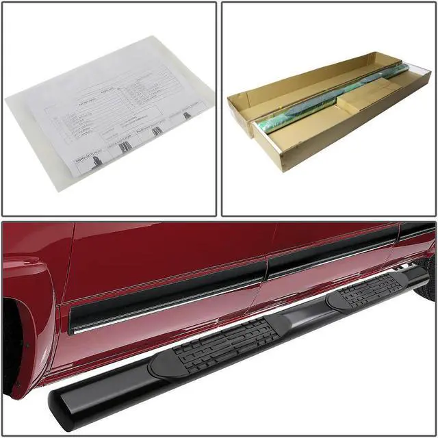 Alt view image 4 of 5 - DNA Motoring STEPB-4-886-BK For 1999 to 2014 Chevy Silverado GMC Sierra Crew Cab Carbon Steel 4" Oval Side Step Nerf Bar Running Board Left + Right 07 08 09