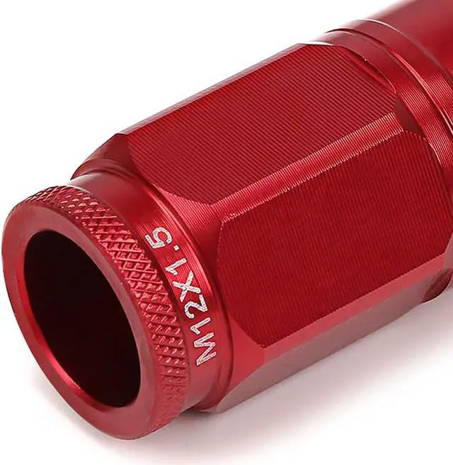 Alt view image 3 of 5 - DNA Motoring LN-ZTL-9015-15-RD 16-Piece M12 x 1.5 Aluminum Alloy Wheel Lug Nuts + 4 x Lock Nut + 1 x Lock Nut Key (Red)