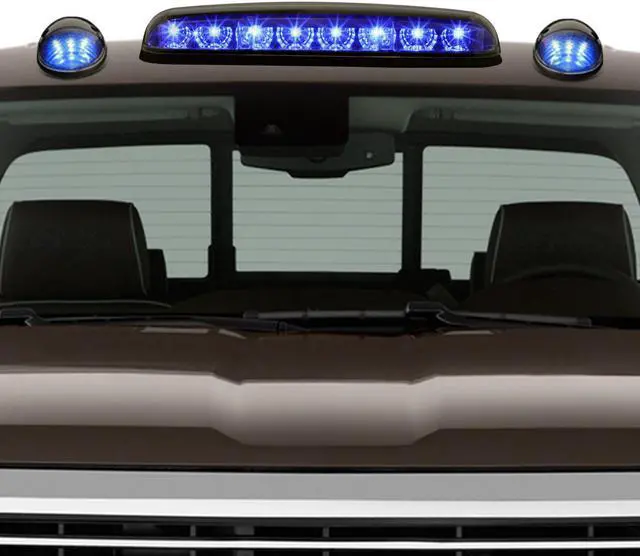 Alt view image 5 of 5 - DNA Motoring CBL-CSIL02-SM-B For 2002 to 2006 Chevy Silverado / GMC Sierra GMT800 LED Cab Roof Center Light + Pair Side Lamps (Smoked Housing Blue LED) 04 05