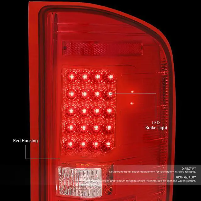 Alt view image 2 of 7 - DNA Motoring TL-CSIL07-LED-CH-RD For 2007 to 2014 Chevy Silverado 1500 / 2500 / 3500 (HD) LED Tail Brake Brake Light / Lamps Chrome Housing Red lens 08 09 10 11 12 13