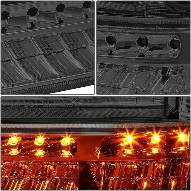 Alt view image 2 of 6 - DNA Motoring HL-HPL-FSUP99-SM-CL1 For 1999 to 2004 Ford F250 F350 Super Duty Bumper+LED Turn Signal Headlight Smoked Housing Clear Corner Headlamp 00 01 02 03 Excursion