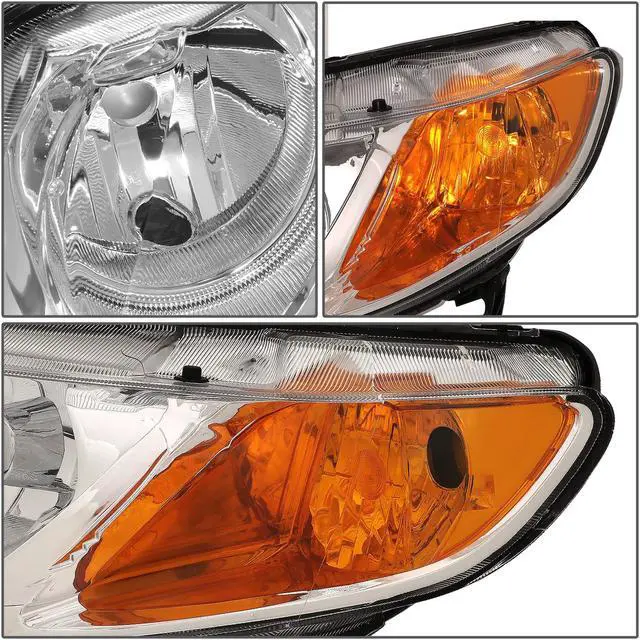 Alt view image 4 of 5 - DNA Motoring HL-OH-HC064D-CH-AM For 2006 to 2011 Honda Civic 4-Dr Sedan Pair Chrome Housing Amber Corner Headlight Headlamps 07 08 09 10 Left + Right