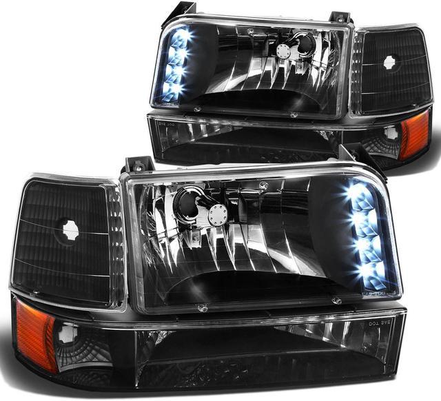 DNA Motoring HL-OH-F15092-6P-LED-BK-AM For 1992 to 1996 Ford F150