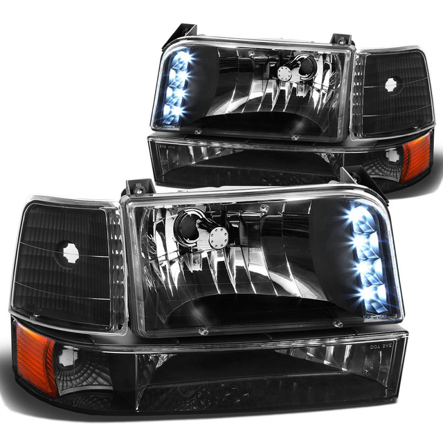 thumbnail interactive-video image 1 of Black Smoked Headlights With Clear Corner For 1992-1996 Ford F150 F250 F350 – Pair 1 of 2