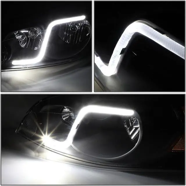 Alt view image 3 of 7 - DNA Motoring HL-LB-CI06-BK-AM For 2006 to 2016 Chevy Monte Carlo Impala Limited LED DRL Light Bar Headlight Black Housing Amber Corner Headlamp 07 08 09 10 11 12 13 14 15