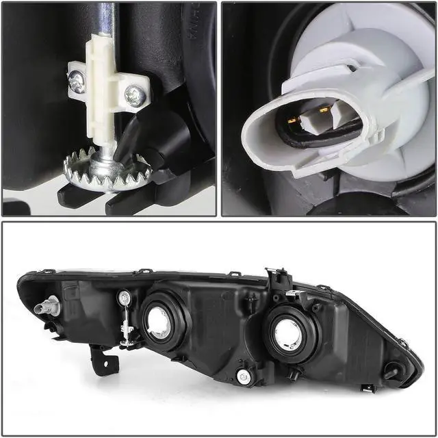 Alt view image 4 of 5 - DNA Motoring HL-OH-HC064D-BK-CL1 For 2006 to 2011 Honda Civic 4-Dr Sedan Pair Black Housing Clear Corner Headlight Headlamps 07 08 09 10 Left + Right