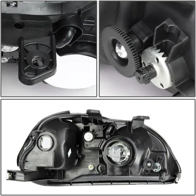 Alt view image 5 of 8 - DNA Motoring HL-OH-HC96-CH-AM For 1996 to 1998 Honda Civic OE Style Headlight Chrome Housing Amber Corner Headlamps EJ EM EK 97 Left + Right