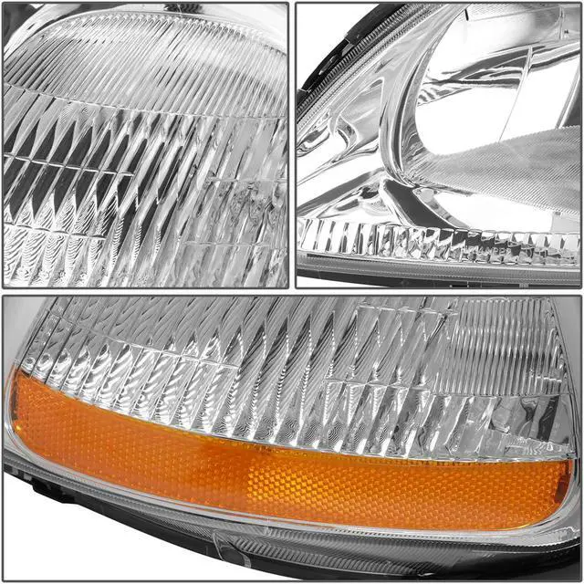 Alt view image 4 of 8 - DNA Motoring HL-OH-HC96-CH-AM For 1996 to 1998 Honda Civic OE Style Headlight Chrome Housing Amber Corner Headlamps EJ EM EK 97 Left + Right