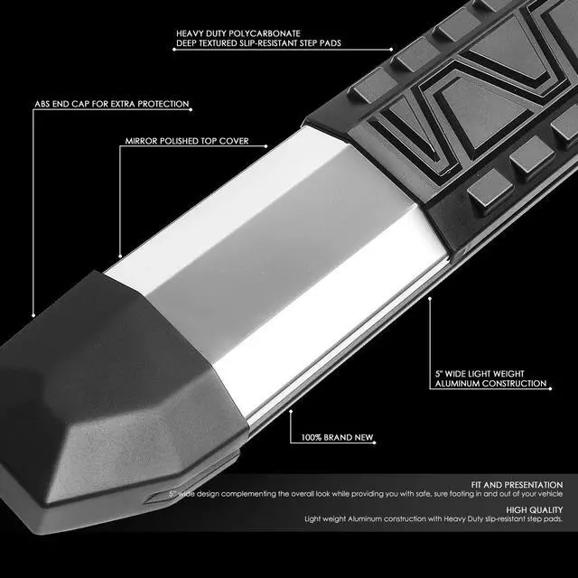 Alt view image 2 of 6 - DNA Motoring STEPB-5A-009-SS For 2004 to 2015 Nissan Titan Crew Cab Stainless Steel 5" Side Step Nerf Bar Running Board+Mounting Bracket Left + Right