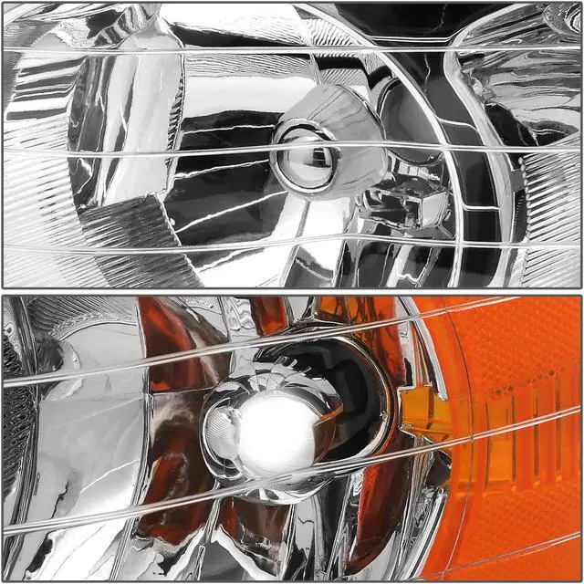 Alt view image 3 of 7 - DNA Motoring HL-OH-DR02-CH-AM For 2002 to 2005 Dodge Ram Truck 1500 2500 3500 Chrome Housing Amber Corner Headlight Headlamp 3rd Gen 03 04