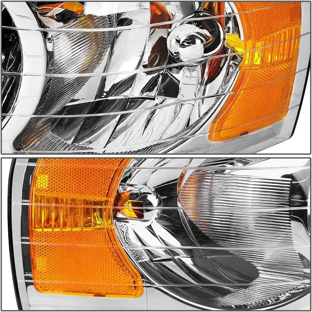 Alt view image 4 of 7 - DNA Motoring HL-OH-DR02-CH-AM For 2002 to 2005 Dodge Ram Truck 1500 2500 3500 Chrome Housing Amber Corner Headlight Headlamp 3rd Gen 03 04