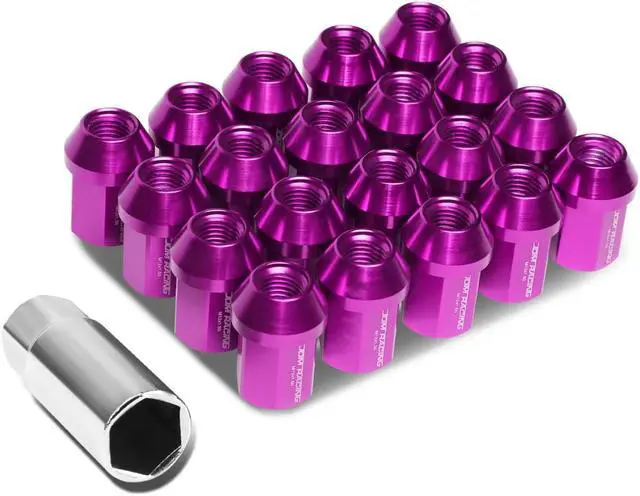 Main image of DNA MOTORING LN-ZTL-9018-15-PP 20Pcs Purple M12X1.5 25mmx35mm Aluminum Closed-End Lug Nuts+Deep Drive Extension Adapter