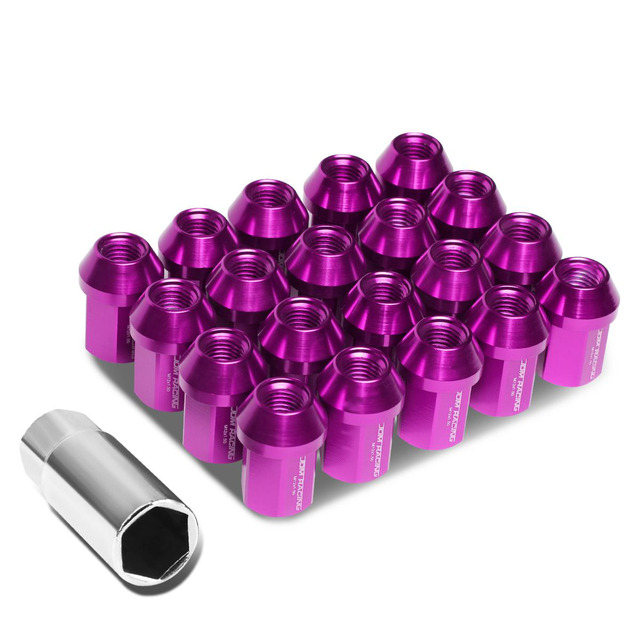Speed Daddy JDM Closed-End Aluminum Lug Nuts – Pink, M12x1.5, 25mm OD, 35mm Tall, 20-Pack With Adapter