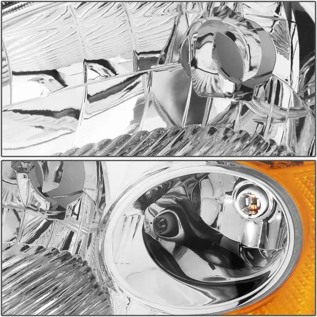 Alt view image 3 of 7 - DNA Motoring HL-OH-HC01-CH-AM For 2001 to 2003 Honda Civic OE Style Headlight Chrome Housing Amber Corner Headlamp EM ES 02 Left + Right