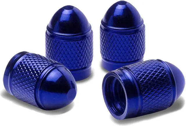 Alt view image 2 of 4 - DNA Motoring VCAP-RT-108-BL Alloy Coated Thread Aluminum Royal Blue Chrome Tire Valve Stem Caps (Pack of 4)