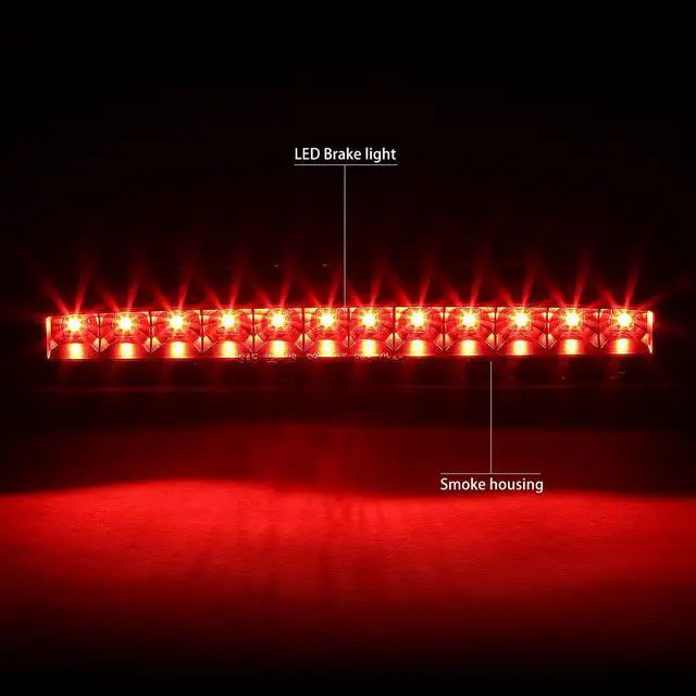 Alt view image 2 of 5 - DNA Motoring 3BL-FRAN93-LED-BK-SM For 1993 to 2016 Ford Super Duty Ranger Mazda B-Series LED 3rd Third Tail Brake Light Rear Stop Lamp Smoked Lens 94 95 96 97 98 99 00 11 12 13 14 15