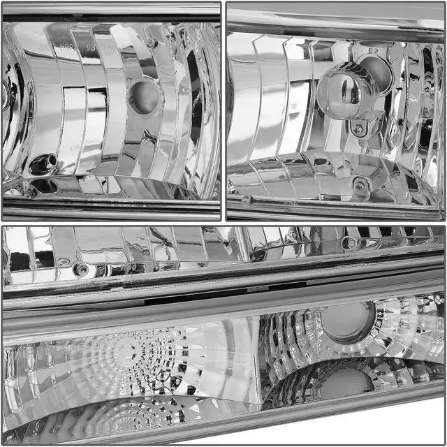 Alt view image 5 of 9 - DNA Motoring HL-OH-S10984P-CH-CL1 For 1998 to 2004 Chevy S10/Blazer GMT 325/330 Chrome Housing Headlight+Clear Corner Lamps 99 00 01 02 03 Left + Right