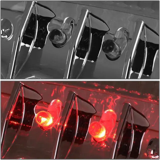 Alt view image 5 of 7 - DNA Motoring TL-F15097-LED-RD3D-CH-SM For 1997 to 2007 Ford F150 / Super Duty Styleside Pair of Red 3D LED Bar Tail Brake Lights (Chrome Housing Smoked Lens)