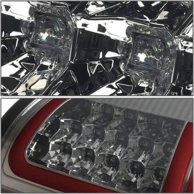 Alt view image 4 of 7 - DNA Motoring TL-DRAM07-LED-RD3D-CH-SM For 2007 to 2009 Dodge Ram Pickup 3rd Gen Pair of 3D Red LED Bar Chrome Housing Smoked Lens Brake Tail Lights 08