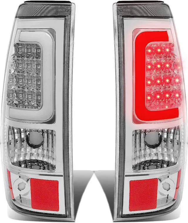 Main image of DNA Motoring TL-CSIL03-LED-3D-CH-CL For 2003 to 2007 Silverado / Sierra Fleetside Pair of 3D LED Bar Tail Brake Lights (Chrome Housing Clear Lens) 04 05 06
