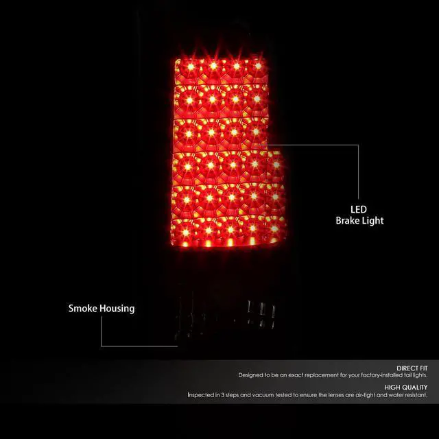 Alt view image 2 of 7 - DNA Motoring TL-CSIL03-LED-BK-SM For 2003 to 2007 Chevy Silverado / GMC Sierra Fleetside Pair of LED Tail Brake Lights (Black Housing Smoked Lens) 04 05 06