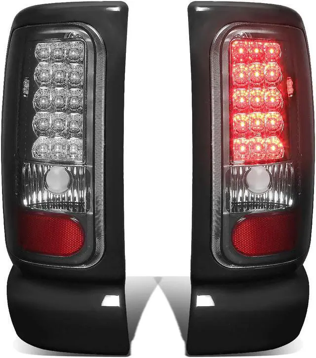 Main image of DNA Motoring TL-DRAM94-LED-CH-SM For 1994 to 2002 Dodge Ram 1500 / 2500 / 3500 Pair of Chrome Housing Smoked Lens LED Tail Brake Lights 95 96 97 98 99 00 01