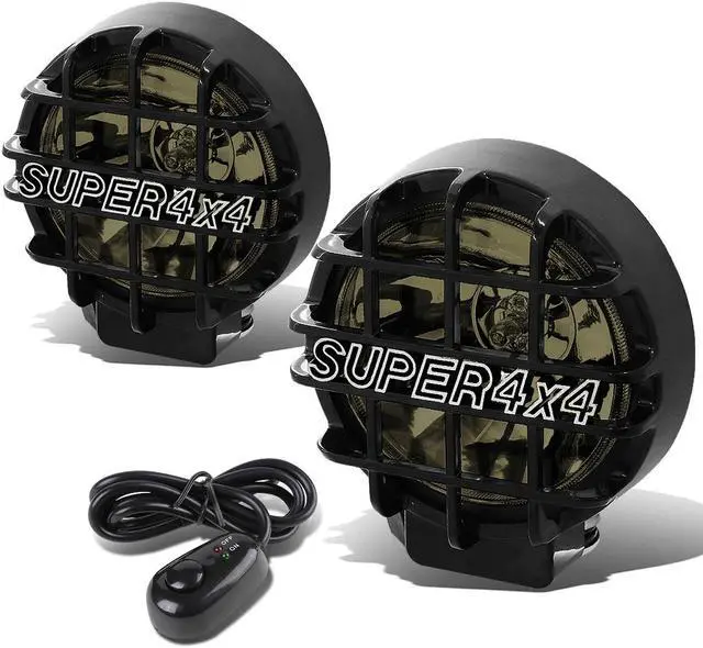 Main image of DNA Motoring FL-6-U+SW-SM-BK 6" Round Fog Lights+Offroad Super 4X4 Guard+Switch For Grille/Brush/Bull bar (Smoke Lens Black Housing)