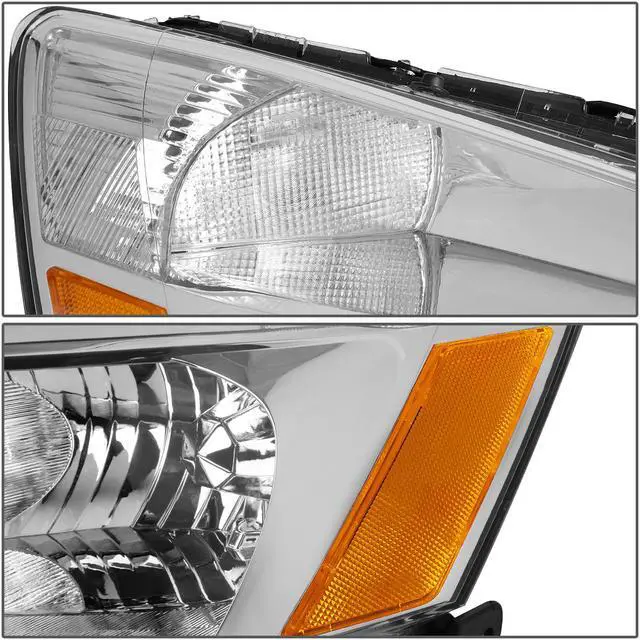 Alt view image 2 of 4 - DNA Motoring HL-OH-HA03-CH-AB For 2003 to 2007 Honda Accord Replacement Headlight Chrome Housing Amber Corner Headlamp 04 05 06 Left + Right