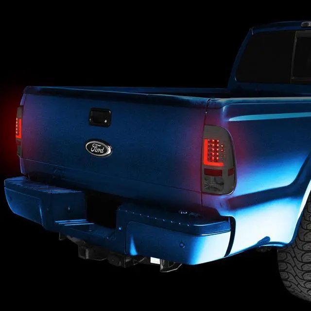 Alt view image 7 of 7 - DNA Motoring TL-F15097-LED-RD3D-CH-SM For 1997 to 2007 Ford F150 / Super Duty Styleside Pair of Red 3D LED Bar Tail Brake Lights (Chrome Housing Smoked Lens)