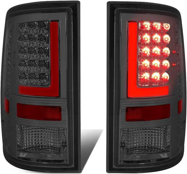 Main image of DNA Motoring TL-DRAM09-LED-RD3D-CH-SM For 2009 to 2017 Dodge Ram 1500 / 2500 / 3500 Pair of Red 3D LED Bar Tail Brake Lights (Chrome Housing Smoked Lens) 16 15 14 13 12