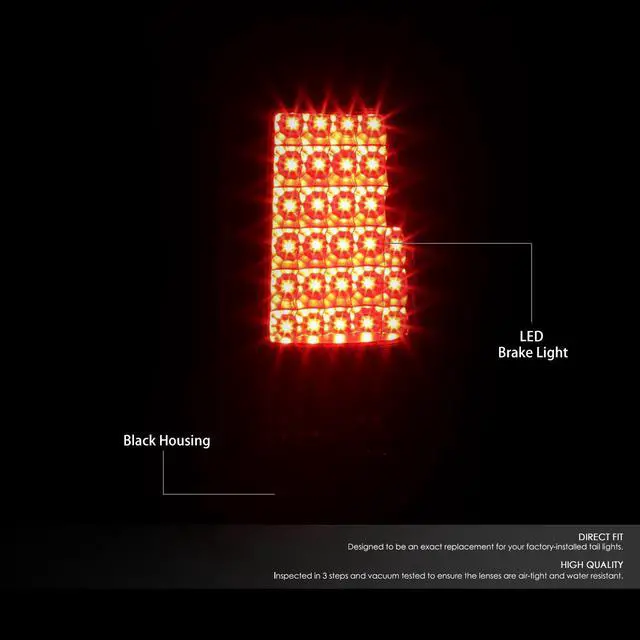 Alt view image 2 of 7 - DNA Motoring TL-CSIL99-LED-BK-CL For 1999 to 2003 Chevy Silverado / GMC Sierra Pair of Black Housing Clear Lens LED Brake Tail Lights 00 01 02