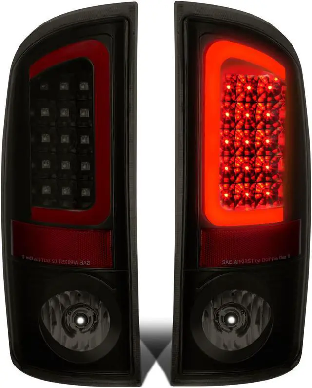 Main image of DNA Motoring TL-DRAM05-LED-RD3D-BK-SM For 2002 to 2006 Dodge Ram 3rd Gen Pair of Red 3D LED Bar Black Housing Smoked Lens Brake Tail Lights 03 04 05