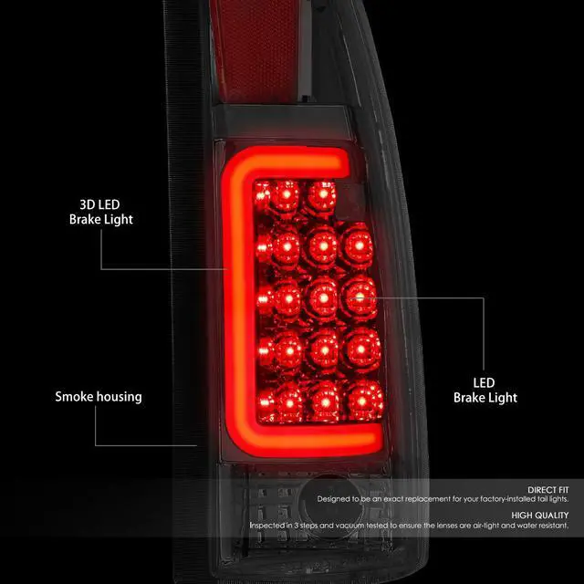 Alt view image 2 of 6 - DNA Motoring TL-C10-LED-3D-CH-SM For 1988 to 2000 Chevy / GMC C / K -Series Pair of 3D LED Tail Brake Light (Chrome Housing Smoked Lens) 91 92 93 94 95 96 97 98 99