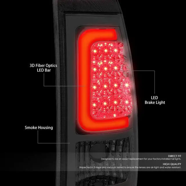 Alt view image 2 of 7 - DNA Motoring TL-CSIL99-LED-3D-CH-SM For 1999 to 2003 Chevy Silverado / GMC Sierra Pair of Chrome Housing Smoked Lens 3D LED Brake Tail Lights 00 01 02